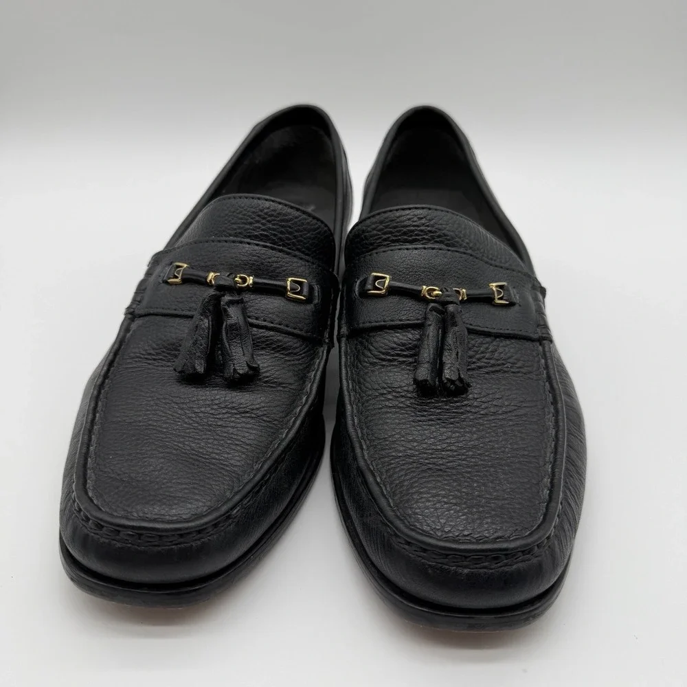 Florsheim Men's Padron Pebbled Leather Penny Loafer Tassel Black Size 9.5 D